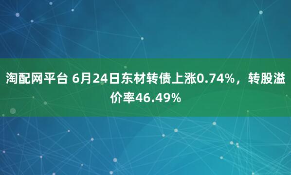 淘配网平台 6月24日东材转债上涨0.74%，转股溢价率46.49%